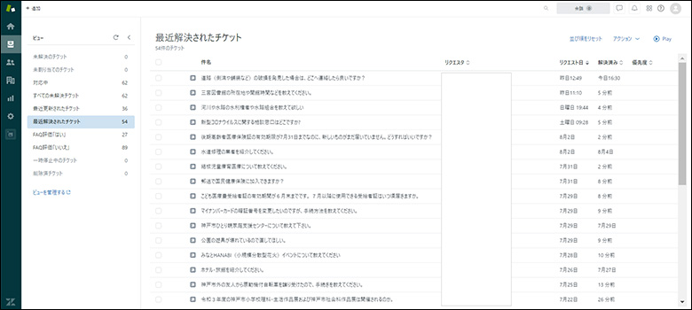 Zendesk導入事例インタビュー 神戸市役所 管理画面キャプチャ